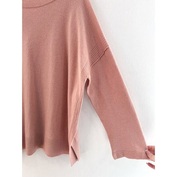 Allsaints Tara Jumper Sweater Large Cashmere Wool Sweater Boatneck Slouchy Pink - Picture 3 of 6